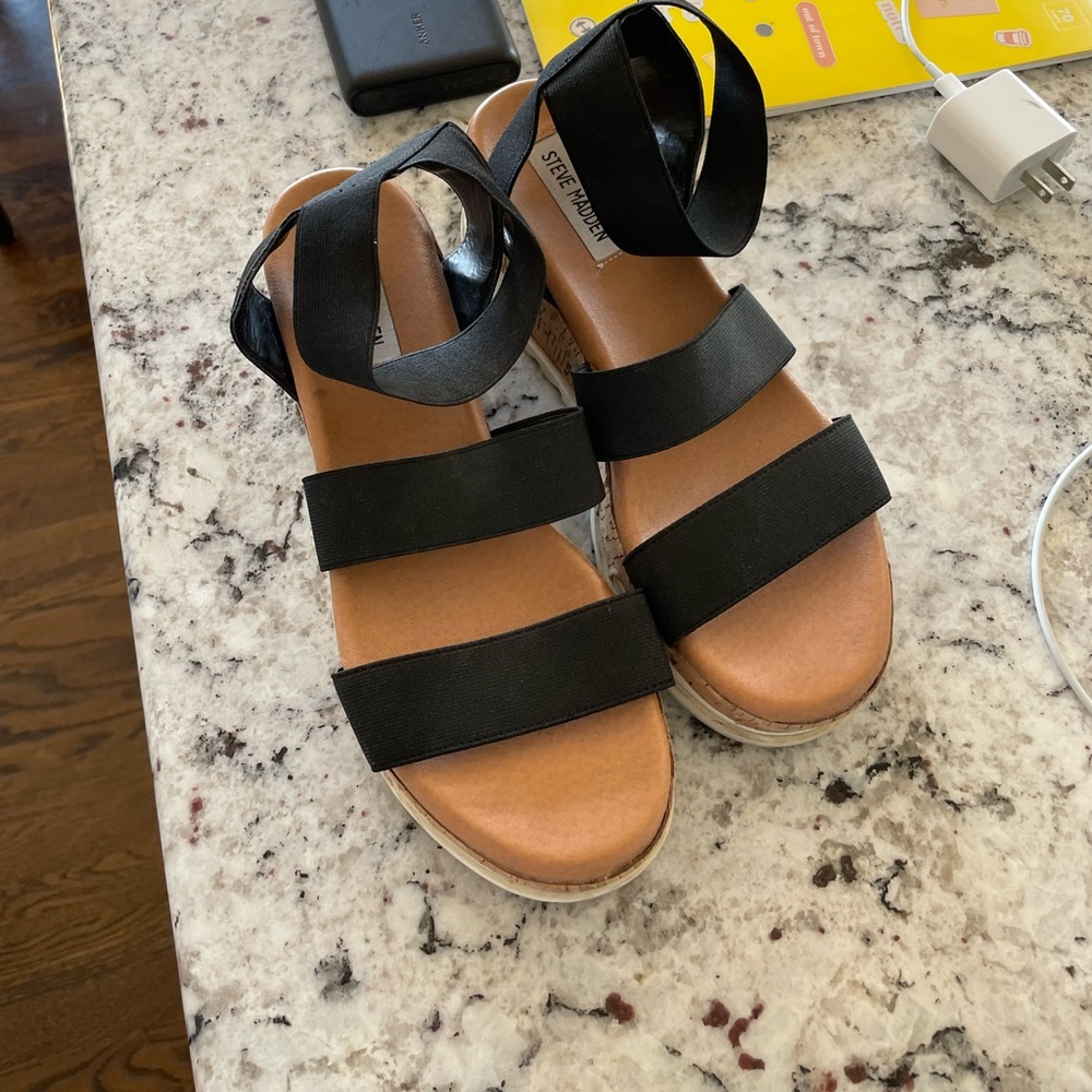 Steve Madden Bandi Elastic Cork Flatform Sandals